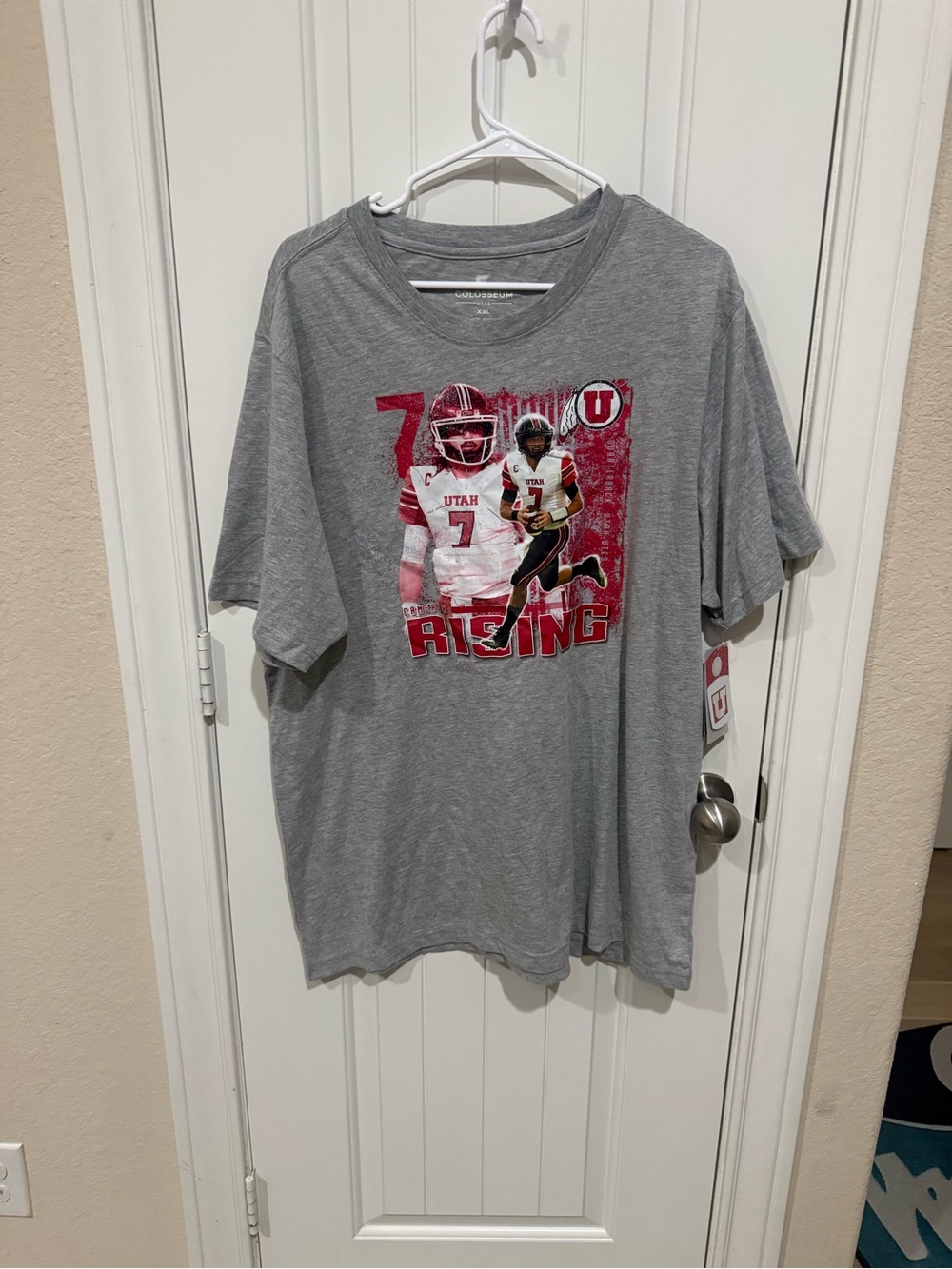 Colosseum Gray Kids Utah Football Graphic Tee with Red Accents